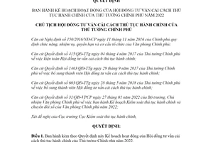 Quyết định 40/QĐ-HĐTV 2022 Kế hoạch hoạt động Hội đồng tư vấn cải cách thủ tục hành chính