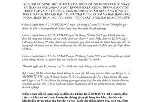 Thông tư 24/2022/TT-BTC sửa đổi Thông tư 48/2019/TT-BTC xử lý giảm giá hàng tồn kho