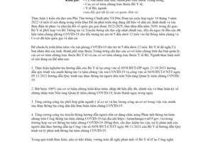 Công văn 1815/BYT-CNTT 2022 chuẩn bị triển khai tiêm vắc xin trẻ từ 5 đến dưới 12 tuổi