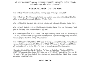 Quyết định 10/2022/QĐ-UBND định hướng nội dung hương ước quy ước thôn Vĩnh Phúc