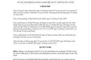 Nghị quyết 55/NQ-CP 2022 vắc xin phòng COVID19 cho trẻ em từ 5 đến dưới 12 tuổi