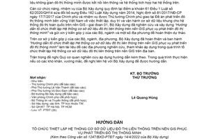 Công văn 1247/BXD-PTĐT 2022 thiết lập Hệ thống cơ sở dữ liệu đô thị liên thông trên nền GIS