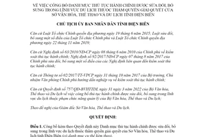 Quyết định 649/QĐ-UBND 2022 công bố thủ tục hành chính du lịch Sở Văn hóa Điện Biên