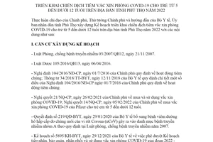 Kế hoạch 1207/KH-UBND 2022 triển khai chiến dịch tiêm vắc xin phòng COVID19 cho trẻ Phú Thọ