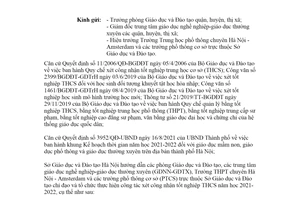 Công văn 943/SGDĐT-QLT 2022 xét công nhận tốt nghiệp trung học cơ sở Sở Giáo dục Hà Nội