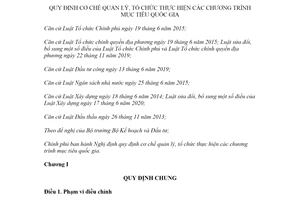 Nghị định 27/2022/NĐ-CP cơ chế quản lý thực hiện các chương trình mục tiêu quốc gia