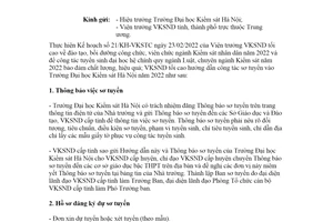 Công văn 1360/VKSTC-V15 2022 công tác sơ tuyển vào Trường Đại học Kiểm sát Hà Nội