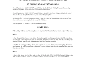 Quyết định 522/QĐ-BGTVT 2022 công bố bến cảng thuộc các cảng biển Việt Nam