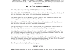 Quyết định 706/QĐ-BTC 2022 thuế chống bán phá giá vật liệu hàn xuất xứ Ma-lai-xi-a Thái Lan Trung Hoa