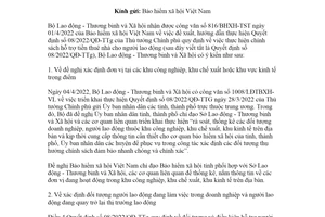 Công văn 1244/LĐTBXH-VL 2022 thực hiện Quyết định 08/2022/QĐ-TTg