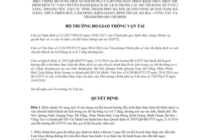 Quyết định 533/QĐ-BGTVT 2022 điều chỉnh vận chuyển khách du lịch trong đô thị bằng xe ô tô 2 tầng