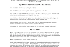 Quyết định 853/QĐ-BTNMT 2022 công bố đường ranh giới ngoài vùng biển 03 hải lý của đất liền