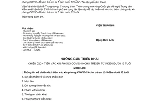 Công văn 947/VSDTTƯ-TCQG 2022 Tài liệu Hướng dẫn tiêm vắc xin phòng COVID19 cho trẻ em