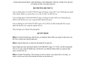 Quyết định 338/QĐ-BNV 2022 công bố Danh mục chế độ báo cáo định kỳ thuộc Bộ Nội vụ