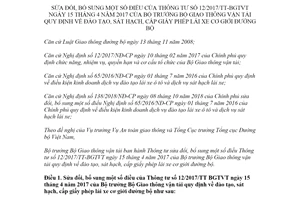 Thông tư 04/2022/TT-BGTVT sửa đổi Thông tư 12/2017/TT-BGTVT cấp giấy phép lái xe cơ giới