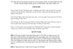 Nghị quyết 60/NQ-CP 2022 bổ sung cửa khẩu quốc tế cho phép người nước ngoài nhập cảnh