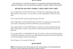 Quyết định 1531/QĐ-BNN-PC 2022 Quy chế hoạt động Hội đồng phối hợp giáo dục pháp luật