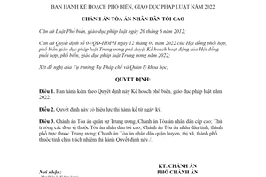 Quyết định 99/QĐ-TANDTC 2022 phổ biến giáo dục pháp luật