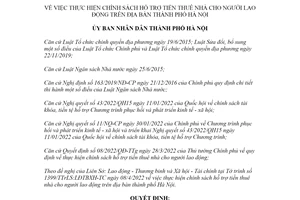 Quyết định 1426/QĐ-UBND 2022 chính sách hỗ trợ tiền thuê nhà cho người lao động Hà Nội