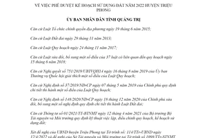 Quyết định 1102/QĐ-UBND 2022 phê duyệt kế hoạch sử dụng đất Triệu Phong Quảng Trị