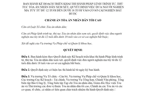 Quyết định 98/QĐ-TANDTC 2022 thi hành Pháp lệnh trình tự đưa vào cơ sở cai nghiện