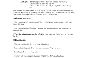 Công văn 186/TANDTC-TCCB 2022 đào tạo nghiệp vụ Thẩm tra viên