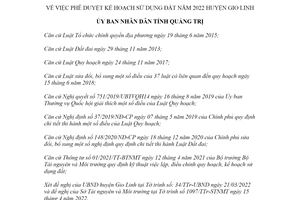 Quyết định 1093/QĐ-UBND 2022 phê duyệt kế hoạch sử dụng đất Gio Linh Quảng Trị