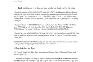 Công văn 2220/BHXH-QLT 2022 hỗ trợ tiền thuê nhà cho người lao động Bảo hiểm Hồ Chí Minh