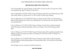 Quyết định 820/QĐ-BCT 2022 khung giá phát điện