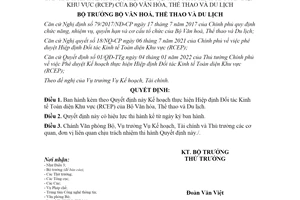 Quyết định 1016/QĐ-BVHTTDL 2022 thực hiện Hiệp định Đối tác Kinh tế Toàn diện Khu vực