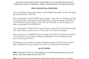 Quyết định 126/QĐ-TTCP 2022 Bộ Chỉ số tiêu chí đánh giá phòng chống tham nhũng cấp tỉnh