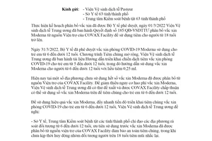 Công văn 1038/VSDTTƯ-TCQG 2022 sử dụng hiệu quả vắc xin Moderna